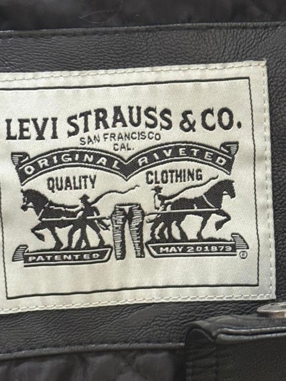 Levi's Black Faux Leather Sherpa-Trim Trucker Jacket - Picture 3 of 9